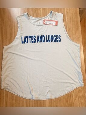 NWT Interval Lattes & Lunges Graphic Tank Stone Sleeveless Workout Top Size L